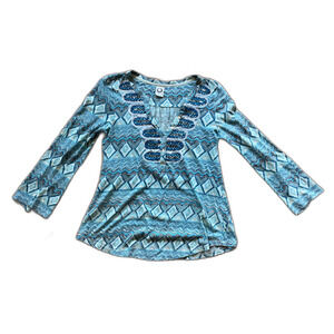Anthropologie Blue Patterned Blouse